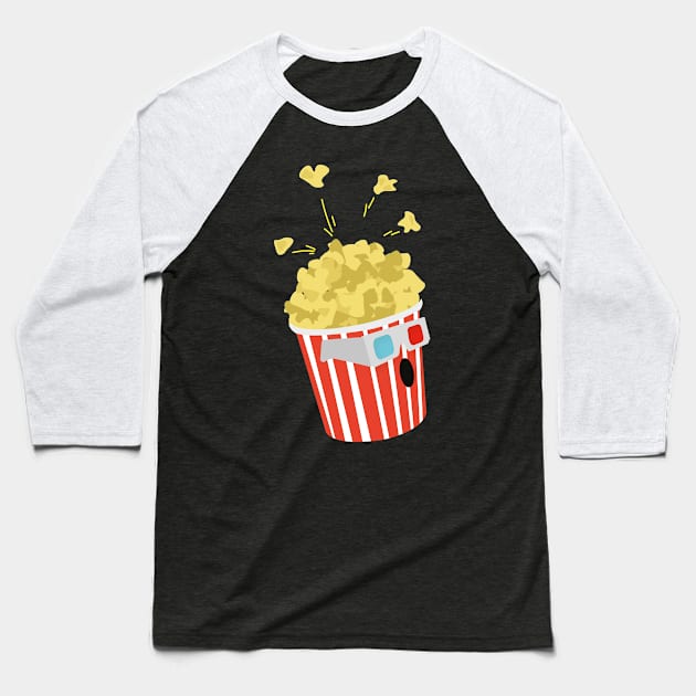 Funny Popcorn | Vintage Retro | 3d Glasses Baseball T-Shirt by Fluffy-Vectors